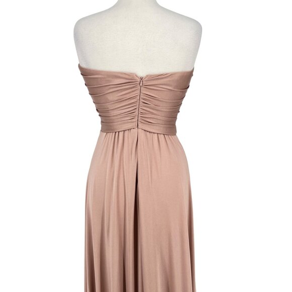 La Femme Blush Pink Strapless High Slit Floor-Length Formal Gown Size 6 - Picture 8 of 16